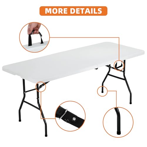 Hklgorg FOLDING TABLE 6 Ft Heavy Duty Working Indoor Outdoor Plastic Folding Utility Party Dining Table Easy To Assemble thumb #5