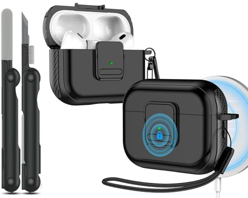 Image of Sounce AirPods Pro 2 Case with Mag-Safe & 4-in-1 Cleaning Pen Combo, Wireless Charging, Powerful Drop Protection, TPU Tough Case Accessories for AirPods Pro 1st /2nd Generation(2023 /2022 /2019) - Black