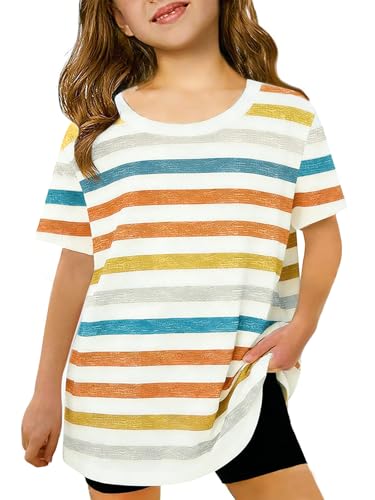 Image of ZDC Girls Short Sleeve T Shirts Kids Summer Oversized Tops Trendy Crewneck Basic Tees 5-14 Years