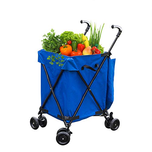 Faltbarer Einkaufswagen mit Griff und Rädern, 82 l Fassungsvermögen, leicht und tragbar, perfekt für Garten, College, Lebensmittel und Aufbewahrungslösungen