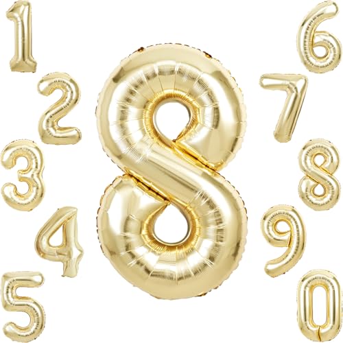 Image of Light Gold Number Balloon (Number 8)