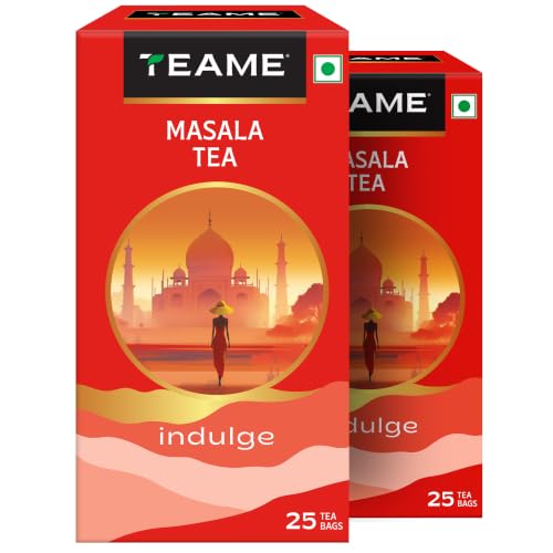 Image of TE-A-ME Masala Black Tea, 25 Bags (Pack of 2) | Masala Tea Bags | Tea Bags 50 Pieces | Black Tea Bags