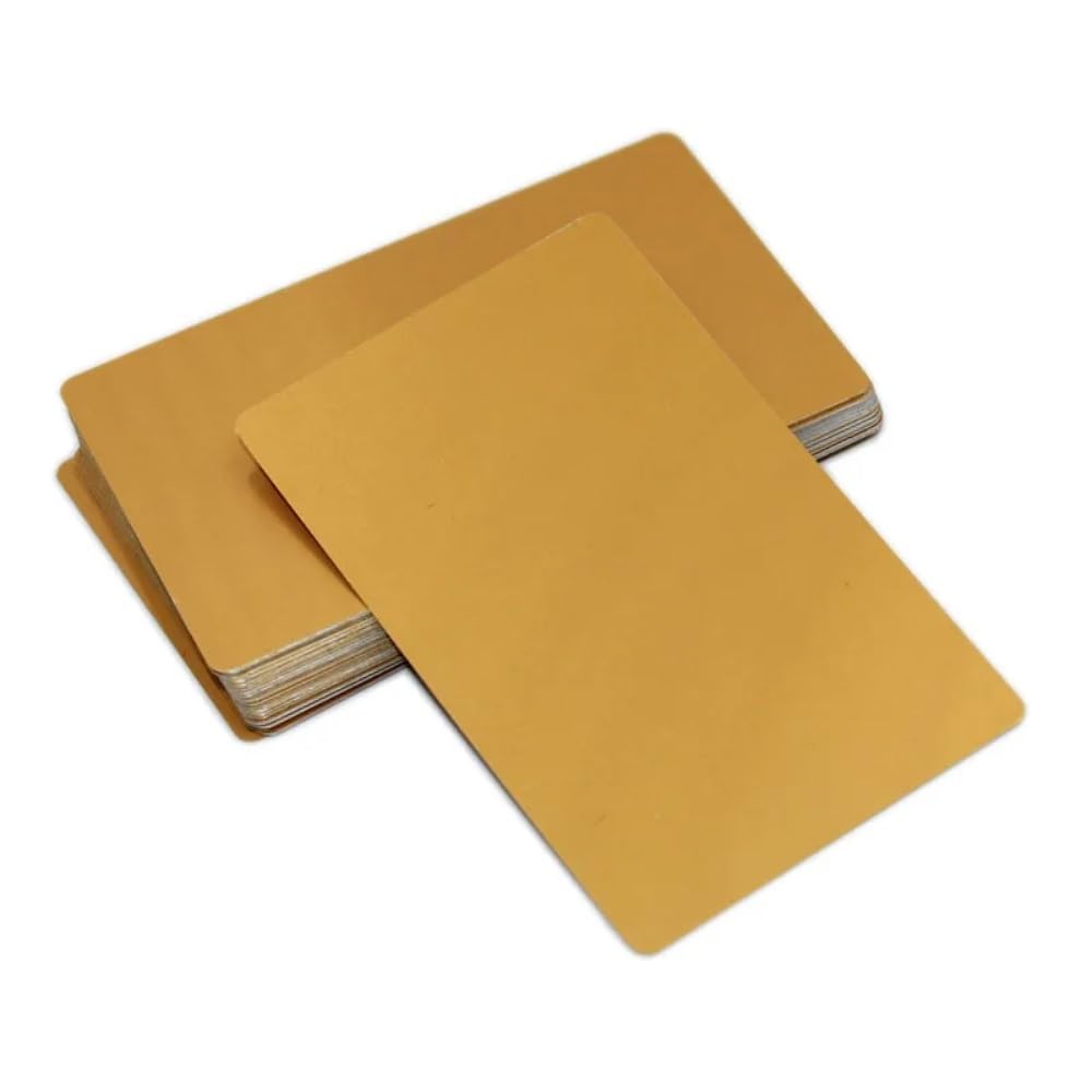 100 Stück farbig eloxierte Aluminiumlegierungsbleche – 8,6 x 5,3 cm flache, dünne Metallplatten for Basteln, Dekorieren und Gravieren(Gold,0.2mm)