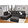 Sectional Sofa, L-Shape Faux Leather Sectional Sofa Couch Set with Chaise, Ottoman, 2 Toss Pillow Using for Living Room…