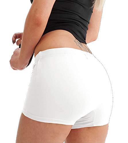 Style Wise Fashion Short élastique uni pour Femme - pour Danse, Gym, Danse et Gymnastique - Sexy - pour Le Yoga, Le Cyclisme - Short ajusté - Blanc - 44 Cover
