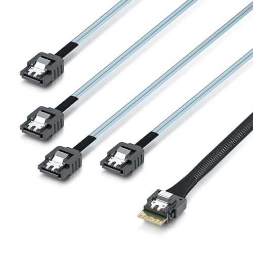 ipolex SlimSAS to SATA, SFF-8654 4i Host/RAID to 4xSATA Target HD, Suitable for Servers, Computers, Hard Drives, and Hosts, 0.5m(1.6ft)