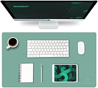 Knodel Desk Pad, Office Desk Mat, 35cm x 60cm PU Leather Desk Blotter, Laptop Desk Mat, Waterproof Desk Writing Pad for Office and Home, Dual-Sided (Green)
