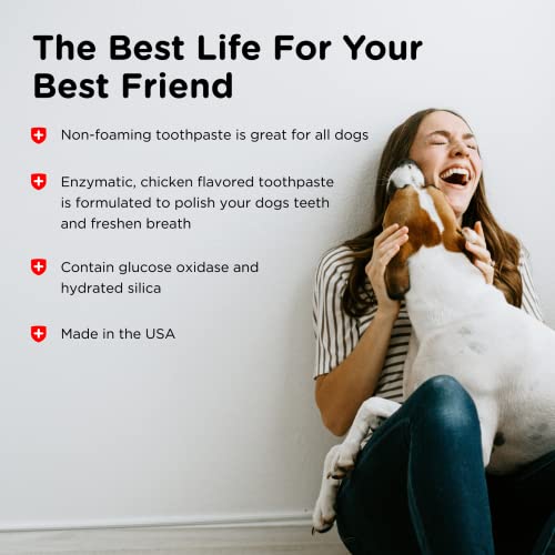 Image of Nutri-Vet Enzymatic Dog Toothpaste, Plaque Remover for Teeth, Dog Breath Freshener, Tooth Whitening, Puppy Essentials, Made in The USA, Non-Foaming Chicken Flavor, 2.5 oz (Pack of 2)