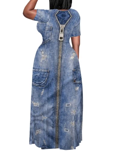 Image of Plus Size Maxi Dresses for Curvy Women T-Shirt Summer Sun Dresses Loose Fit