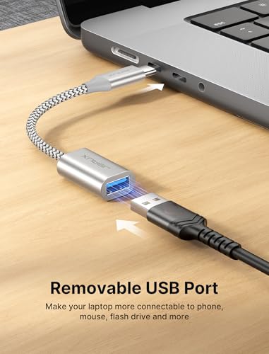 Image of JSAUX USB C to USB 3.0 Adapter [2 Pack], USB C Male to USB Female OTG Cable Adapter Compatible with MacBook Pro /Air, iPhone 17 Pro Max /iPhone Air /16e /16 /15 Series, Samsung Galaxy S25 /S24 /S23-Silver