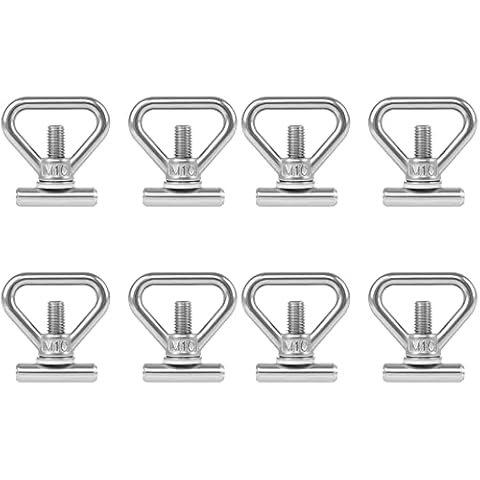 JUTTAUTO 8PCS 304 Stainless Steel Load Securing Lashing Eyelets, Sliding Blocks for Roof Racks, Lashing Eyes for Tension Belts for Caravan Campervan Camping T5 T6 Accessories Cover