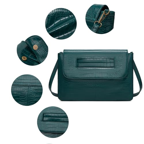 Image of Women Classic Crocodile Pattern Faux Leather Clutch Purse Oversized Female Shoulder Bag Messenger Handbag