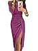 LiuPinp Abito Cocktail Banchetto Media Lunghezza da Donna Spacco sulla Spalla Abito Estivo da Donna Irregolare Tunica Temperamento Abito Casual Donna Elegante Sexy in Tinta Unita G-Purple L
