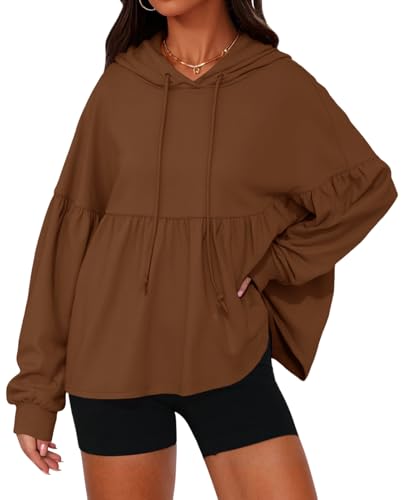Sweat à capuche surdimensionné décontracté pour femme avec ourlet péplum élégant