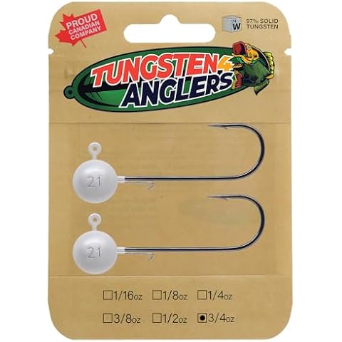 Tungsten 4 Anglers – 97% Pure Tungsten Hevi Jig Head | Heavy but Small Profile for Deeper Water and Better Contact with The Bottom – Fits any Plastic Bait | 2PCS/Bag (3/4oz.) Cover