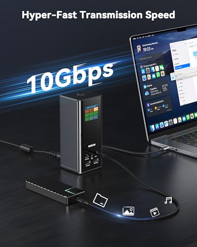 Image of MOKiN Smart LCD Docking Station,18-Port USB C Docking Station Triple Display with 3HDMI+2DP, Smart Display, Triple 4K 60Hz, 10Gbps USB Ports, Gigabit Ethernet, for macOS and Windows(Driver Required)