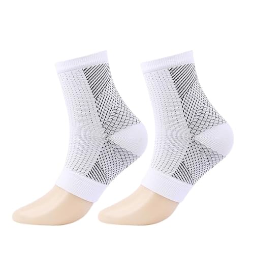 YGSGJSP Calcetines compresión para hombre 2 pares de calcetines for hombres y mujeres, calcetines de compresión for aliviar el dolor de neuropatía, tobillera plantar(White S)