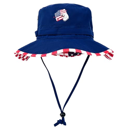 Phaiy USA Flag Bucket Hat Wide Brim UV Protection Sun Hat Boonie Hats Fishing Hiking Safari Outdoor Hats for Men and Women