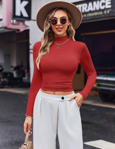 Image of Ekouaer Womens Turtleneck Shirts Long Sleeve Lightweight Fitted Thermal