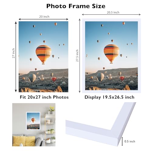 Image of JCJMY 20x27 Picture Frame White for Puzzles Poster Photo Picture, Horizontal and Vertical Formats for Wall Hanging, 20 x 27 Wall Gallery Poster Photo Puzzles Frame for 20 by 27 Photos Posters,White