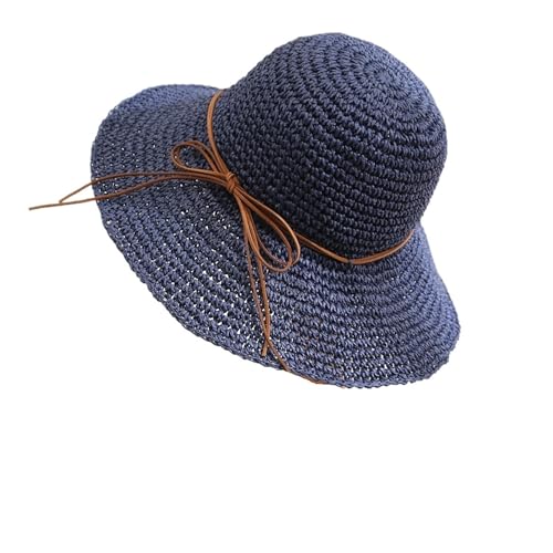 Chapeau de pêcheur en paille tissée à large bord pour plage et vacances femmes