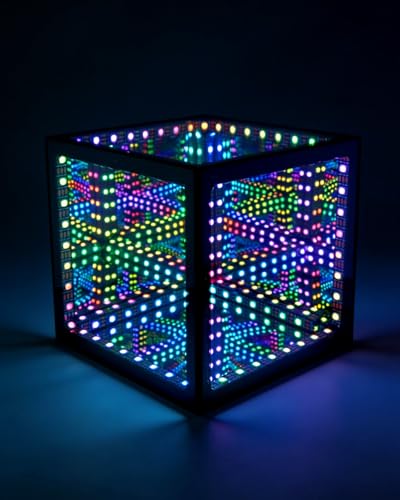 Nobiggie Infinity Mirror Cube Light Hypercube RGB Lighting Black 6 in