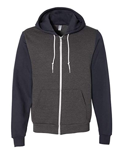 American Apparel Flex Fleece Unisex Full-Zip Hoodie, Xs, Dark Heather Grey/Navy #TOP20
