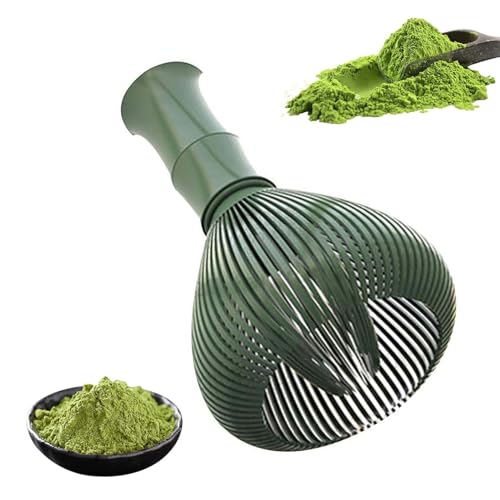 Tibemi 抹茶ブレンダー 抹茶ブラシ 泡立て器 茶筅 ABS 樹脂製 竹型 抹茶たてる道具 粉末泡立て器 茶道 泡立てツール バリなし カビ生えない クリーン 簡単 乾きやすい 初心者OK フォームティー用-グリーン