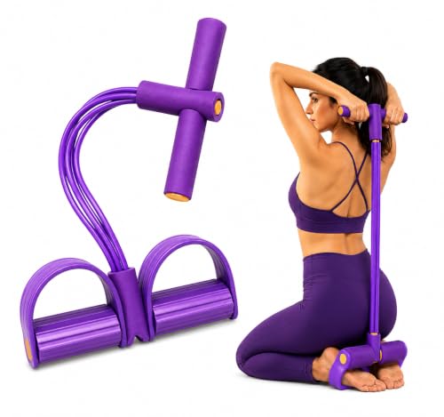 Image of Pull Reducer Bands 4 Tubes Body Pedal Exerciser Yoga Crossfit Exercise, Arm Exercise, Body Building Training Men and Women (Purple Pull Reducer)