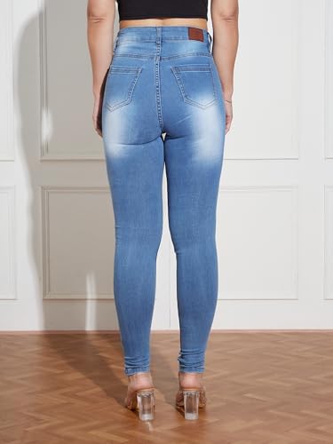 Image of Miss Chase Women's Skinny High Rise Regular /Cropped Length Stretchable Denim Jeans