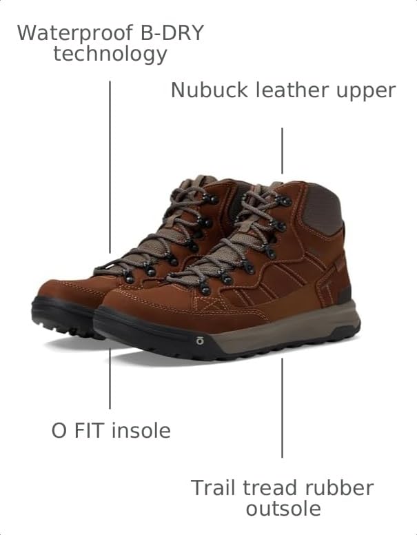 Image of Oboz Men's Burke Mid Leather B-Dry Waterproof Hiking Boot