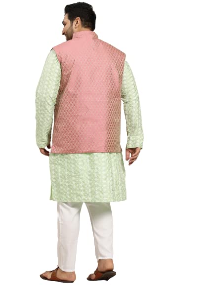 Image of SOJANYA (Since 1958, Men's Silk Blend Grey Kurta Pyjama & Silk Blend Jacket Combo