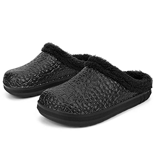 CERYTHRINA Mens Womens Lined Clogs Cotton Lining Indoor Outdoor Waterproof Walking Garden Clogs Shoes Winter Slippers