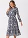 Allegra K Fall Casual Floral Dress for Women 2025 Long Sleeve Crew Neck Chiffon Midi Tea Party Ruffle Dresses X-Small Grey Blue