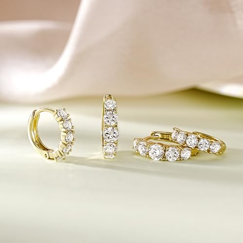 JINEAR Dainty Gold Hoop Earrings Set - Hypoallergenic Huggie Hoops with Sparkling Cubic Zirconia - Lightweight and Trendy Jewelry for Women - Image 8
