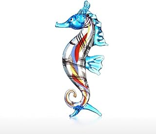 Tooarts Mini Seahorse Sea Glass Sculpture Wild Life Figurine Ornament Animal Figurine Handmade Craft Art Gifts Home Decor