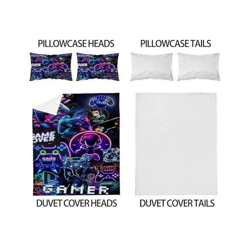 Parure de couette manette de jeu gamer 200x200cm avec 2 taies - 4