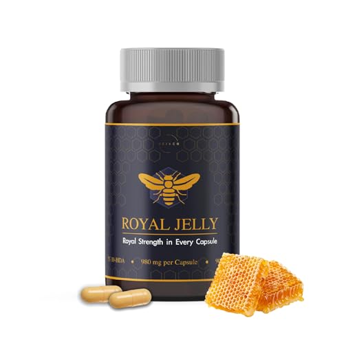 Heiven Royal Jelly Capsules (90 cápsulas) – Cada cápsula contiene 980 mg de jalea real pura con un 5% de 10-HDA, rica en polifenoles y flavonoides