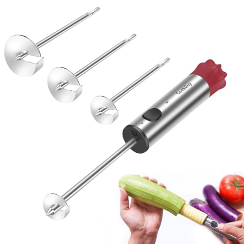 Cook Guy Multi-Purpose Veggie Drill - 4 Sizes Vegetable Corer Tool | Zucchini Corer & All-in-One Vegetable Corer for Potatoes, Carrots | Ergonomic Anti-Slip Handle