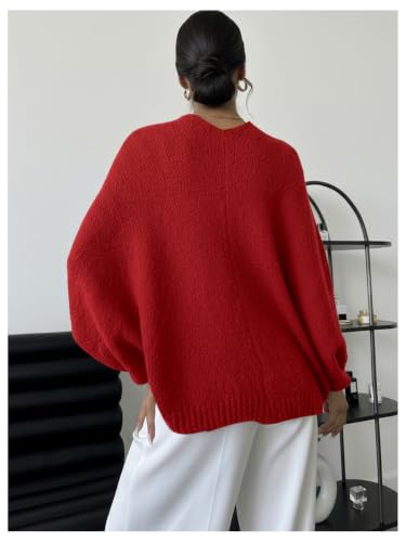 Image of GORGLITTER Women's Oversized Fall Wrap Sweater Cropped Bat Wing Knit Tops