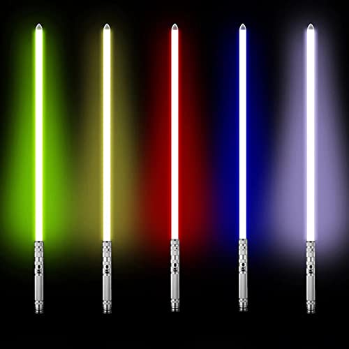 Lekki miecz, RGB 7-kolorowa zmienna metalowa rękojeść noża Lekki miecz, z bojowym efektem dźwiękowym Force FX Duel Light Sword, akumulator USB, odpowiedni na Halloween, bal przebierańców (srebrny)