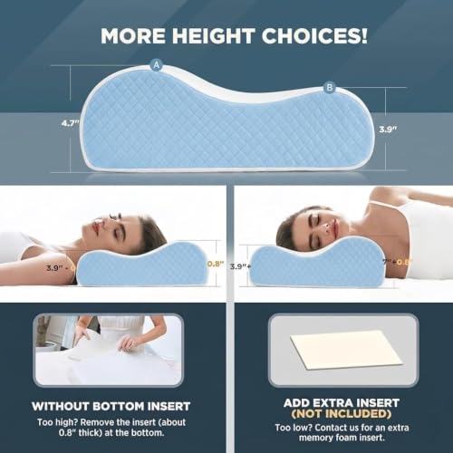 Image of Memory Foam Cervical Pillow for Neck Pain Relief Ergonomic Contour Design for Back & Side Sleepers Breathable Washable Cover Neck Support Sleeping Pillow