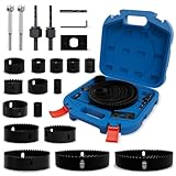METOTY 22PCS Hole Saw Set - High Carbon Steel 19-152mm（3/4' to 6'） Blades for Drywall, Soft Wood, Plastic, PVC Professional Grade with Instant Support
