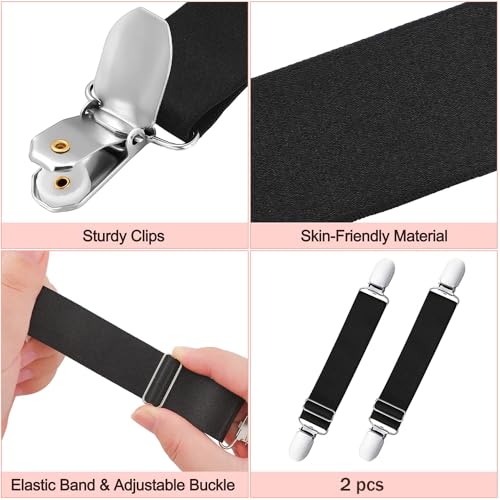Image of Obtheleg 2pcs Pant Waist Tightener, Adjustable Hip Elastic Belt Band Cinch Clip, No Sew Removable Belt Loops For Men Women Kids For Jeans Pants Shirt Dress Boot - 2.5 * 20cm