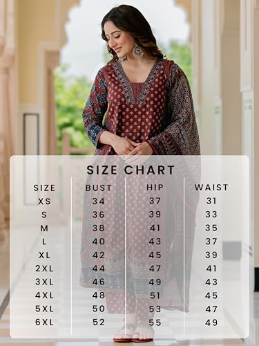 Image of Arayna Women's 100% Pure Cotton Printed Ethnic Suit | A-Line Kurta Set with Pant & Dupatta