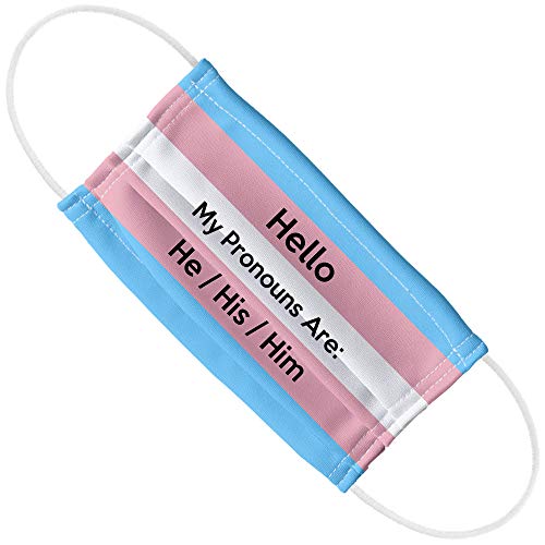 Popfunk My Pronouns Are He His Him Gender 1-Ply Reusable Face Mask Covering with Adjustable Nose Wire, Unisex