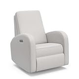 Storkcraft Santa Monica Power Recliner Swivel Glider (Steel Basketweave) – GREENGUARD Gold Certified, CertiPUR-US Certified Foam, Effortless Electronic Power Recline, USB-A & USB-C Charger