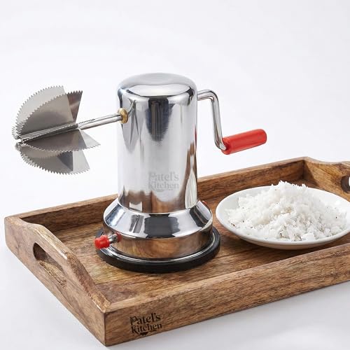 Image of PATEL'S KITCHEN Coconut Scraper with Stainless Steel Serrated Blade | Manual Coconut Grater Tool | Coconut Meat Remover | Kitchen Tool for Fresh Coconut Scraping (VACCUM Scraper, 1, Count)