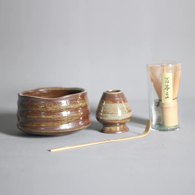 4 Pezzi Fatti a Mano per la casa Matcha Tea Set Tool Stand Kit Bowl Whisk Scoop Gift Ceremony Accessori Tradizionali Giapponesi