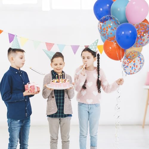 Image of 68Pcs Blue and Orange Balloons 12 Inch Nude Color Deep Light Blue Balloon for Birthday Party Decorations Confetti Blue and Orange Graduation Decorations.